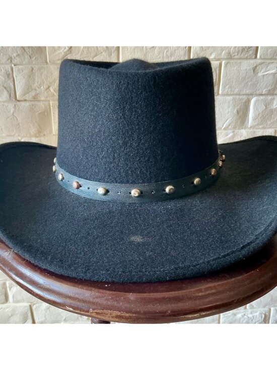 Vintage Pigalle Black Felt Studded Western Hat - Picture 7 of 10